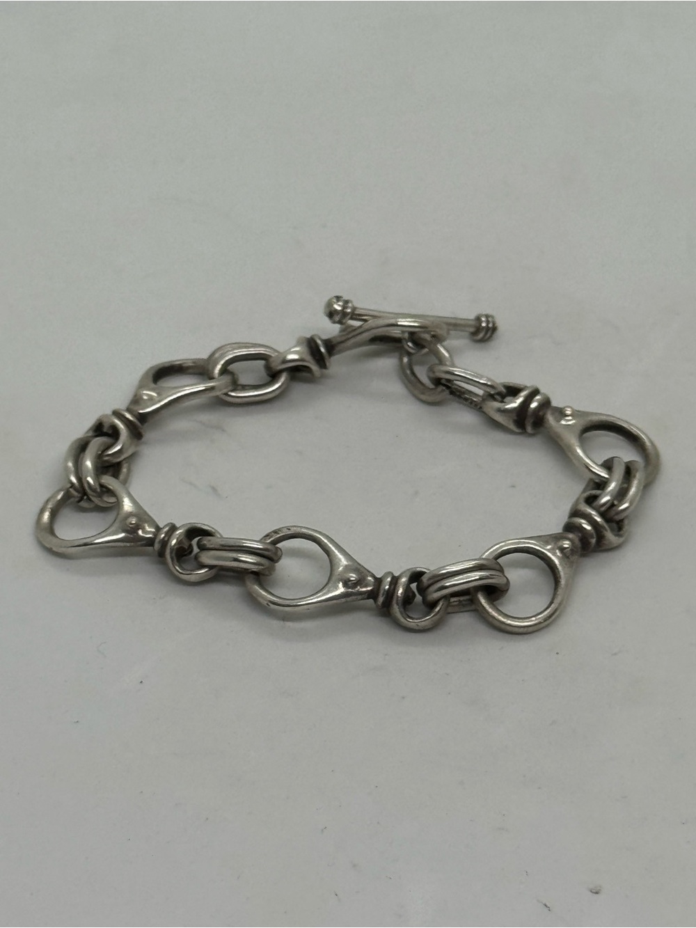 Vintage Sterling Silver Toggle Link Bracelet Modernist Artisan Chain  40.2g